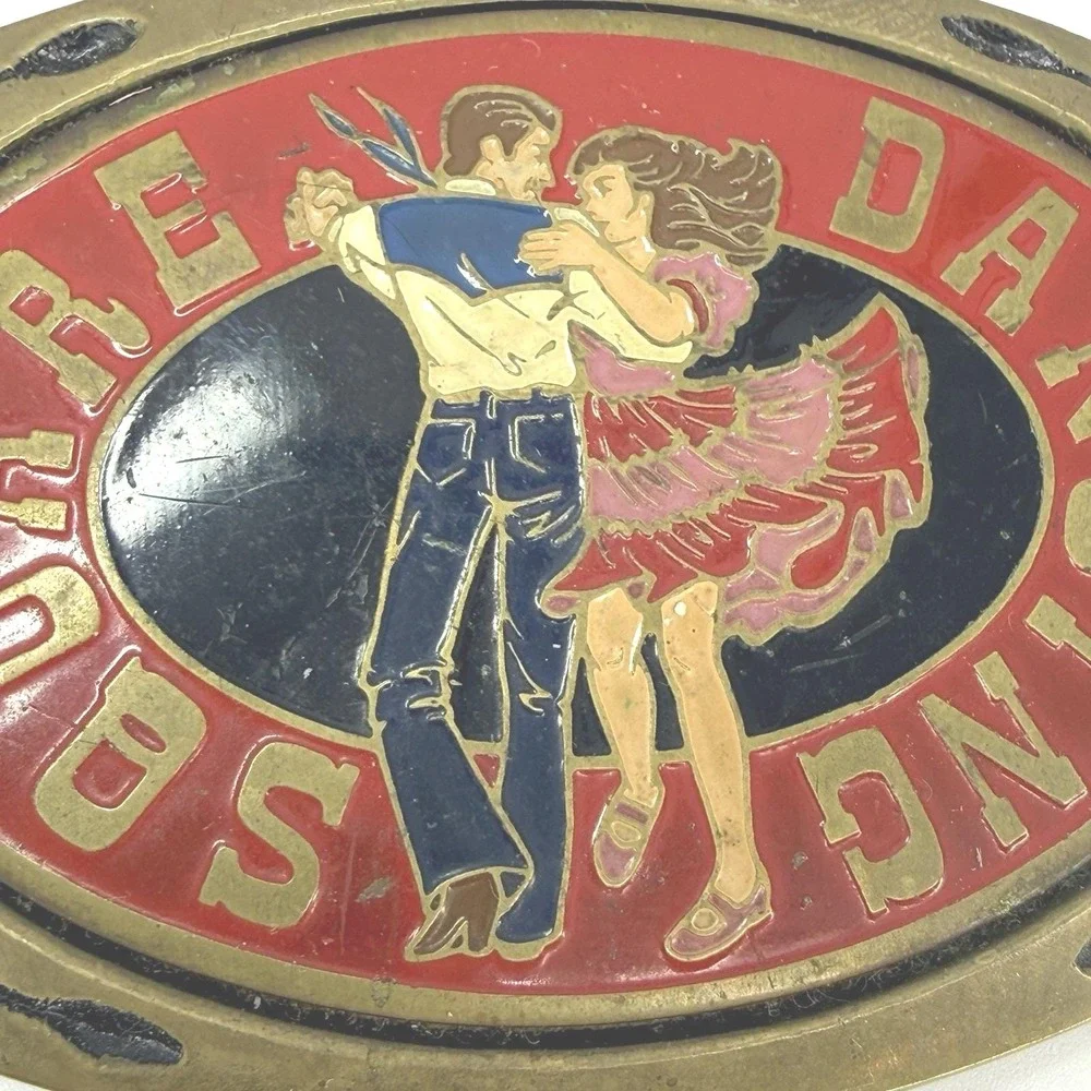 Heritage Buckles Belt Buckle Unisex Brass Square Dancing‎ Enameled Vintage Style